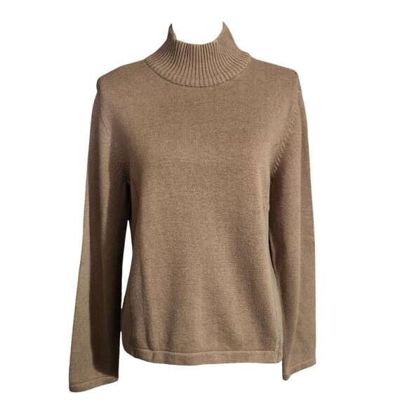 Orvis Mock Neck Sweater Cocoa Brown Cotton/Cashmere Blend Womens Size Medium - Picture 1 of 8